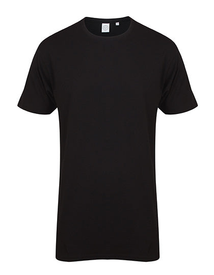 Men´s Longline T-Shirt With Dipped Hem in Black, Größe XXL