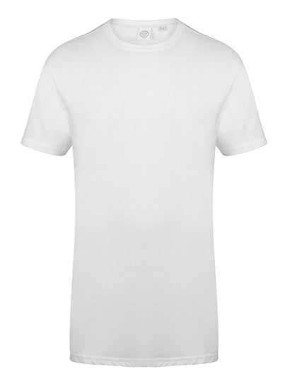 Men´s Longline T-Shirt With Dipped Hem in White, Größe XXL