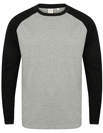 Men´s Long Sleeved Baseball T in Heather Grey, Größe XXL