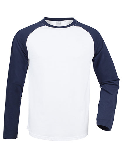 Men´s Long Sleeved Baseball T in White, Größe XS