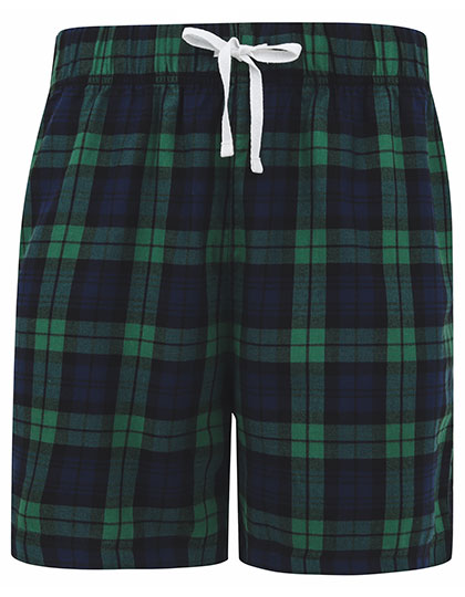 Men´s Tartan Lounge Shorts in Navy-Green Check, Größe XXL