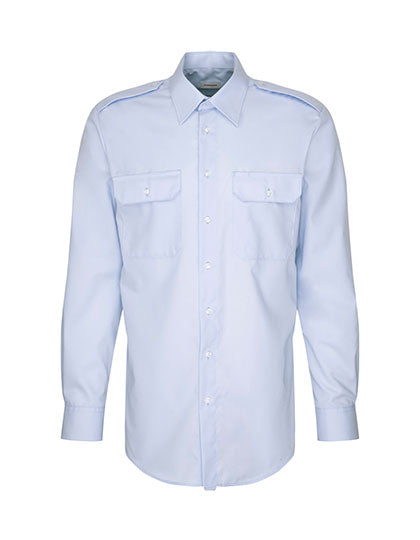 Men´s Pilot Shirt Regular Longsleeve in Light Blue, Größe 48