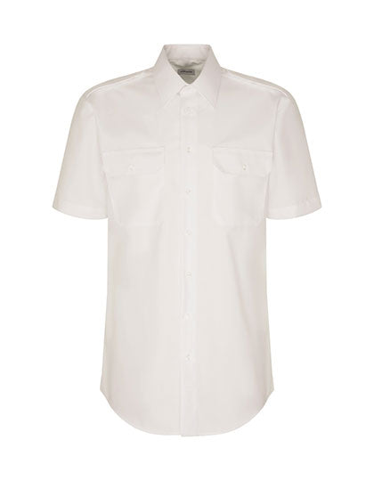Men´s Pilot Shirt Regular Shortsleeve in White, Größe 48