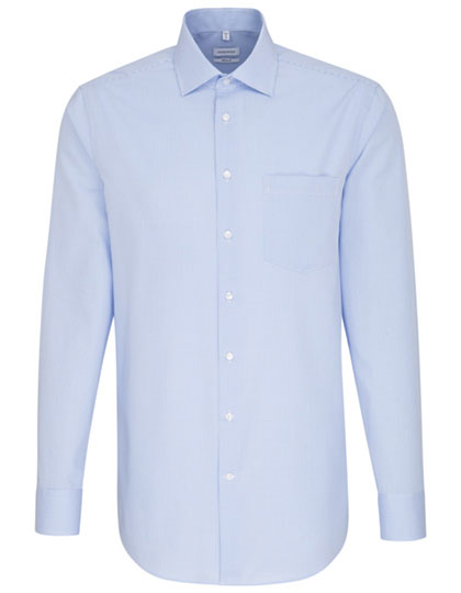 Men´s Shirt Regular Fit Check/Stripes Long Sleeve in Check Light Blue - White, Größe 48