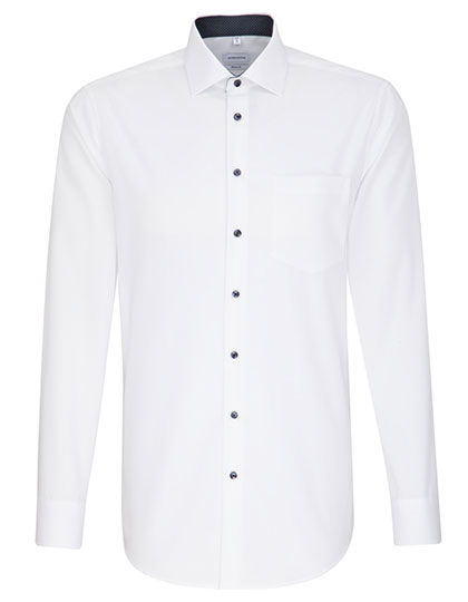 Men´s Shirt Poplin Regular Fit Long Sleeve in White, Größe 48