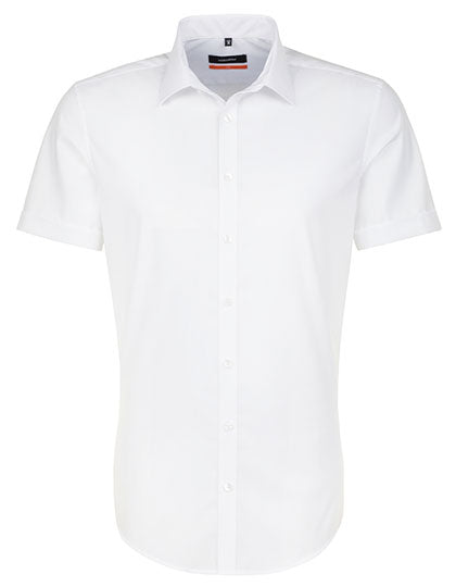 Men´s Shirt Slim Fit Short Sleeve in White, Größe 45