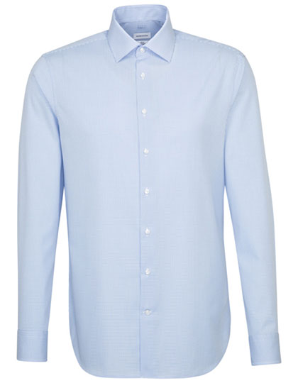 Men´s Shirt Slim Fit Check/Stripes Long Sleeve in Check Light Blue - White, Größe 45
