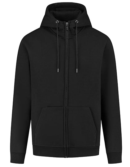 Organic Cotton Unisex Sweat Jacket in Deep Black, Größe XS