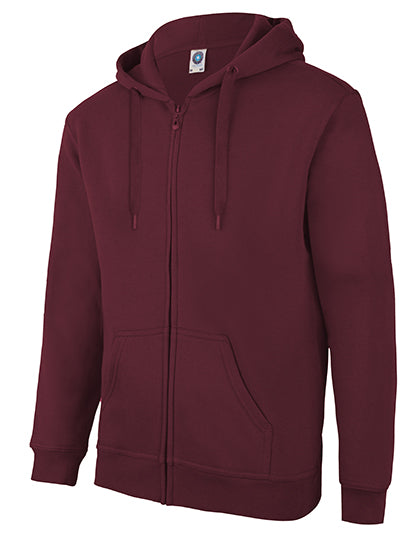 Zip Through Hooded Sweat Jacket in Burgundy, Größe XXL