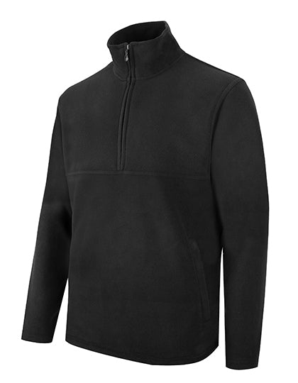 Zip Neck Fleece in Black, Größe XXL