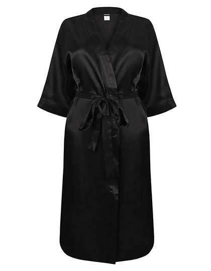 Ladies´ Satin Robe in Black, Größe XL/XXL