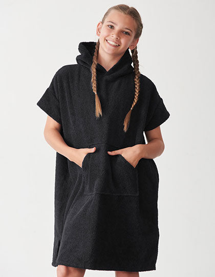Kids´ Towelling Poncho in Black, Größe 3/5 years