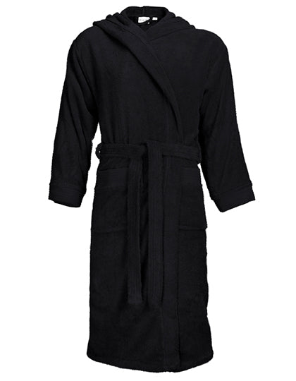 Bathrobe Hooded in Black, Größe XXL/3XL