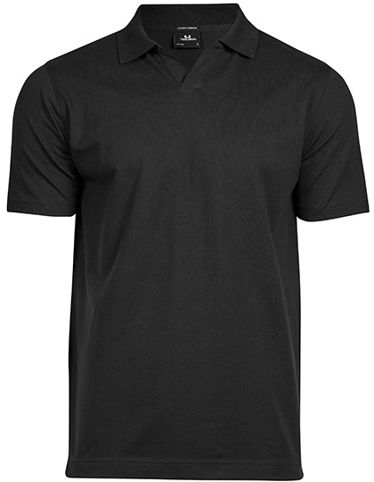 Luxury Stretch V-Neck Polo in Black, Größe 3XL
