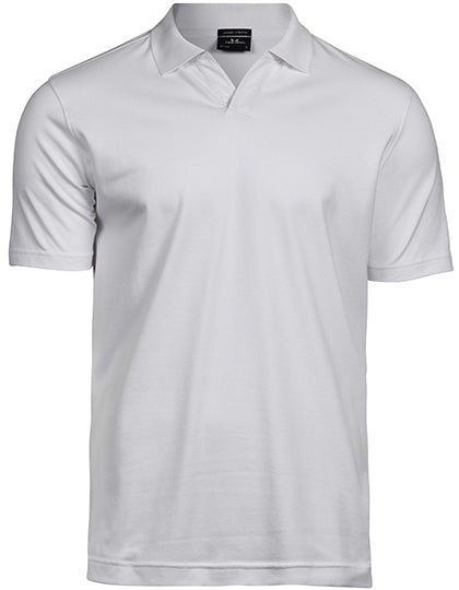 Luxury Stretch V-Neck Polo in White, Größe 3XL