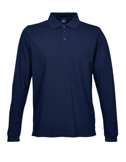 Men´s Luxury Stretch Long Sleeve Polo in Navy, Größe 3XL