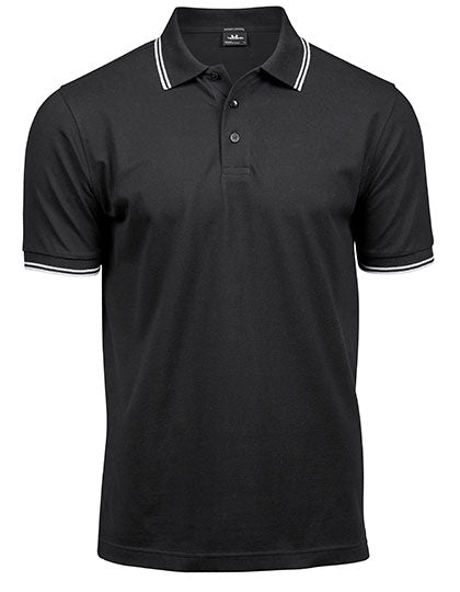 Men´s Luxury Stripe Stretch Polo in Black, Größe 3XL