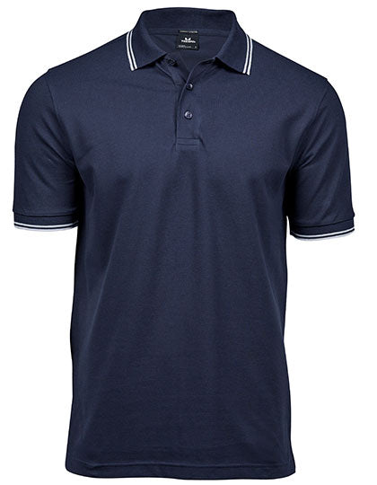 Men´s Luxury Stripe Stretch Polo in Navy, Größe 3XL