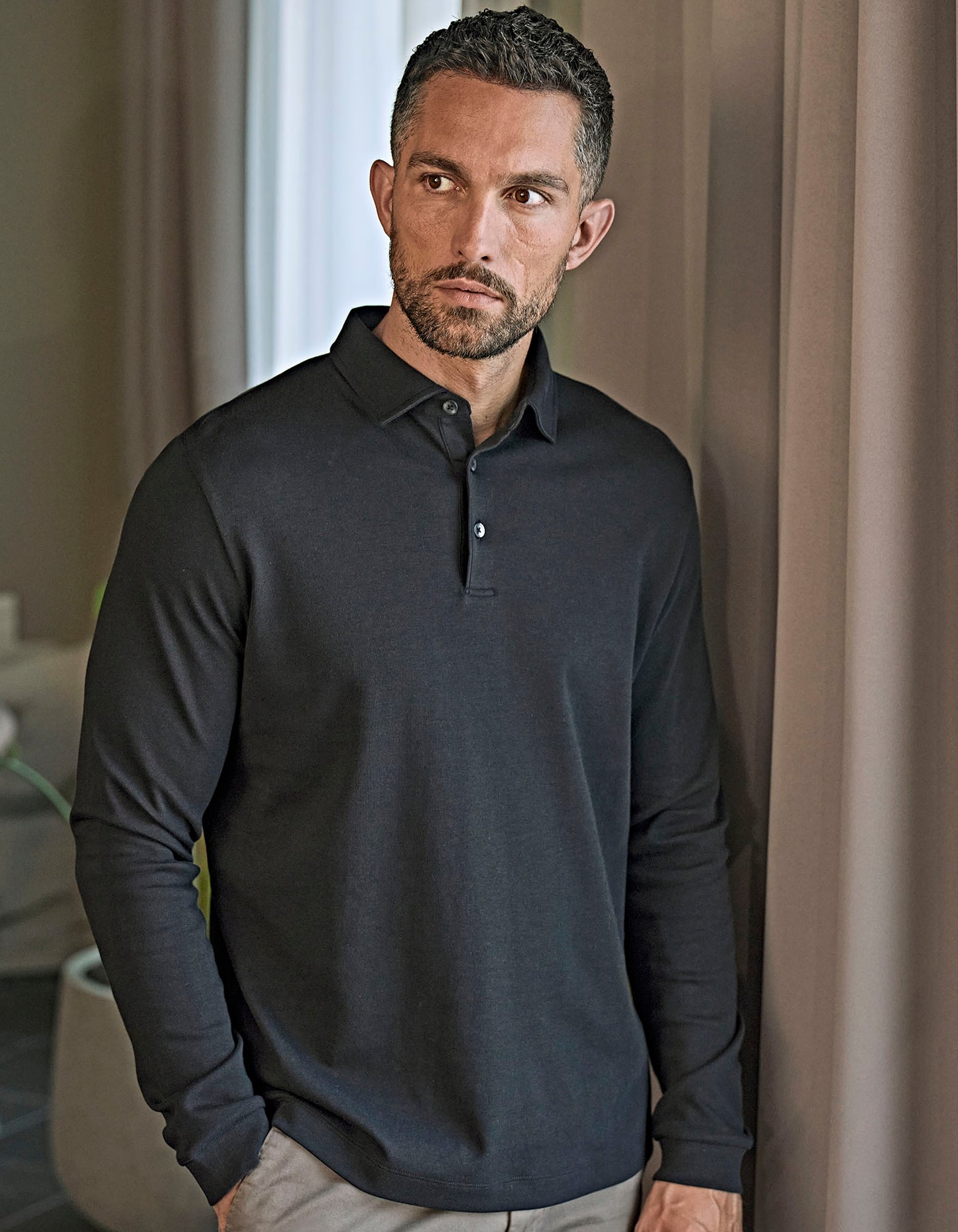Pima Cotton Long Sleeve Polo