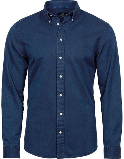 Men´s Casual Twill Shirt in Indigo, Größe 4XL