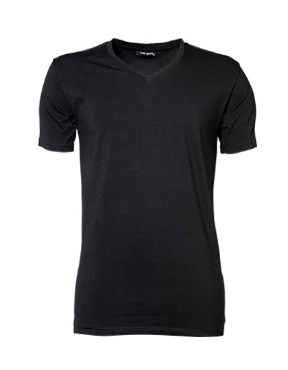 Stretch V-Neck Tee in Black, Größe 3XL