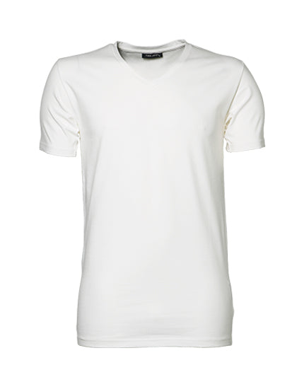 Stretch V-Neck Tee in White, Größe 3XL