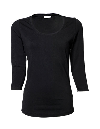 Women´s Stretch 3/4 Sleeve Tee in Black, Größe 3XL