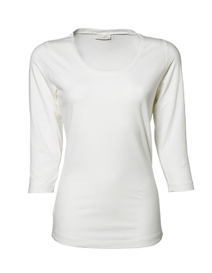 Women´s Stretch 3/4 Sleeve Tee in White, Größe 3XL