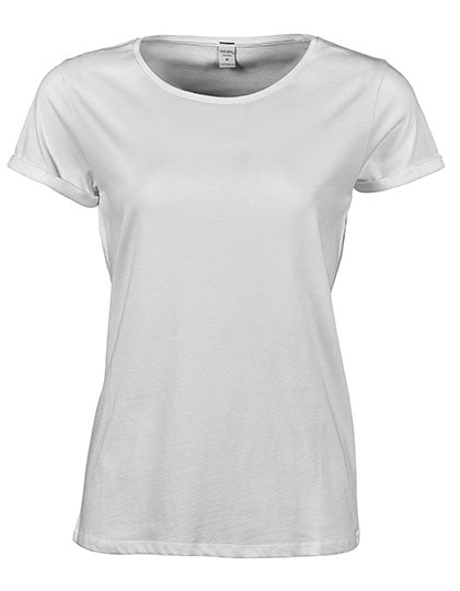 Women´s Roll-Up Tee in White, Größe XXL