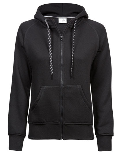 Women´s Fashion Full Zip Hood in Black, Größe XXL