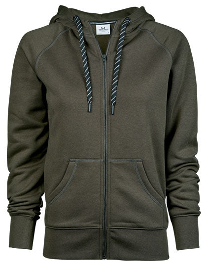 Women´s Fashion Full Zip Hood in Deep Green, Größe XXL