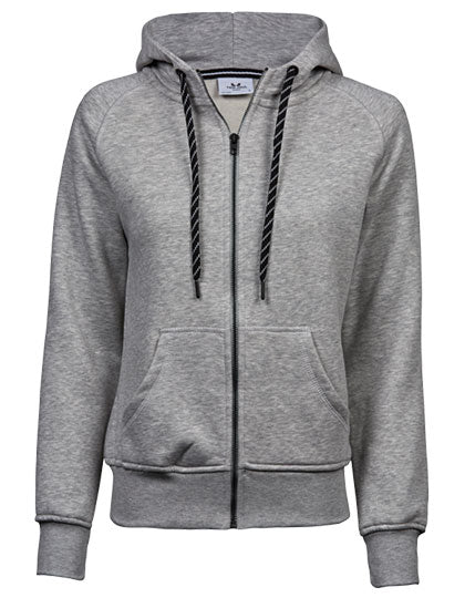 Women´s Fashion Full Zip Hood in Heather Grey, Größe XXL