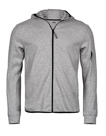 Athletic Hooded Full Zip Sweat in Heather Grey, Größe 3XL