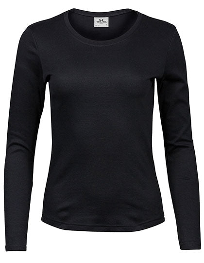 Women´s Long Sleeve Interlock Tee in Black, Größe 3XL