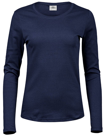 Women´s Long Sleeve Interlock Tee in Navy, Größe 3XL