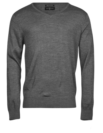 Men´s V-Neck Sweater in Grey Melange, Größe 3XL