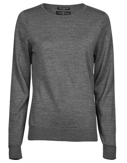 Women´s Crew Neck Sweater in Grey Melange, Größe XXL