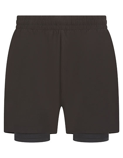 Men's Double Layer Sports Short in Black, Größe XXL