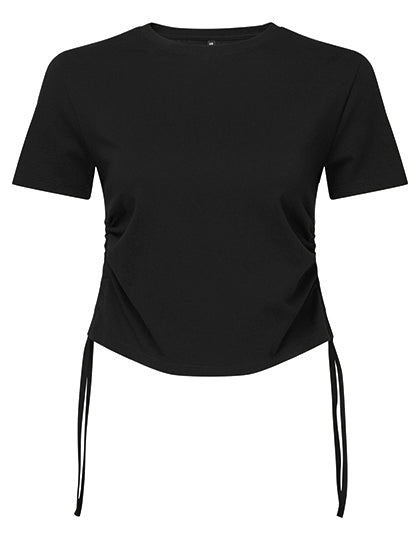 Women´s Ruched Crop Top in Black, Größe XL