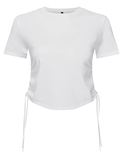 Women´s Ruched Crop Top in White, Größe XL