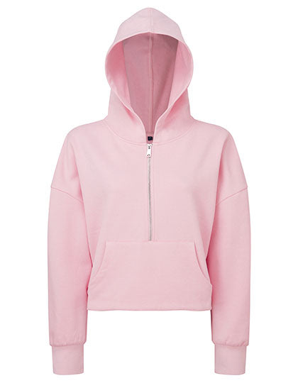 Women´s Half Zip Hoodie in Light Pink, Größe XXL/3XL