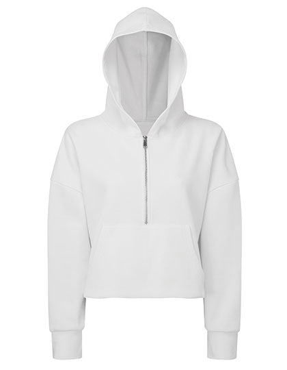 Women´s Half Zip Hoodie in White, Größe XXL/3XL