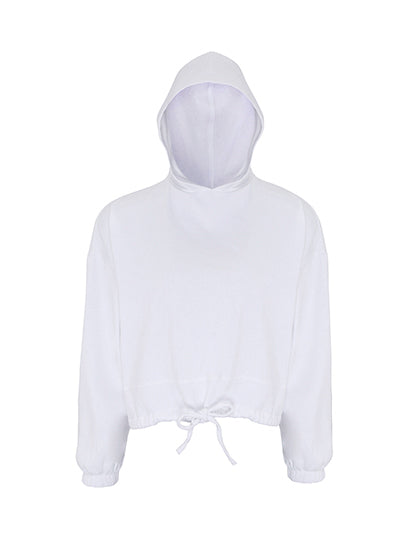 Women´s Cropped Oversize Hoodie in White, Größe XXL