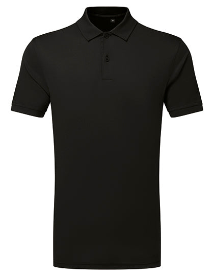Men´s Textured Recycled Polo Shirt in Black, Größe 5XL