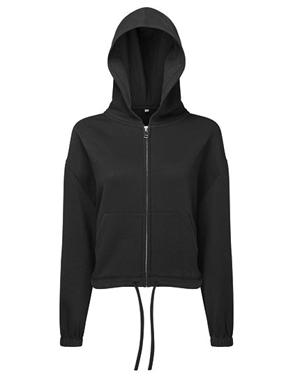 Women´s Recycled Drawstring Full-Zip Hoodie in Black, Größe L/XL