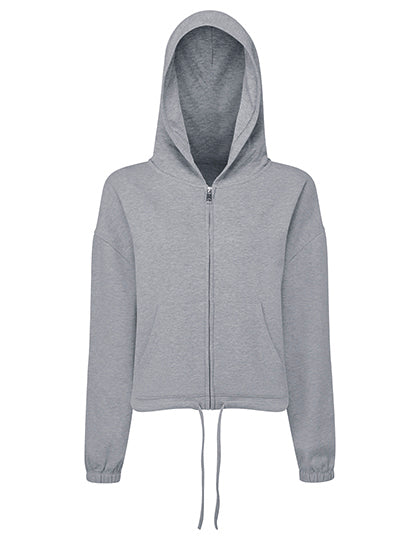 Women´s Recycled Drawstring Full-Zip Hoodie in Heather Grey, Größe L/XL