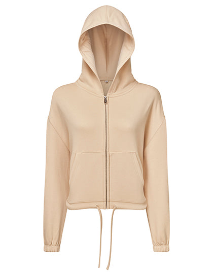 Women´s Recycled Drawstring Full-Zip Hoodie in Nude, Größe L/XL