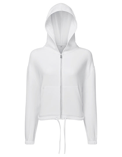 Women´s Recycled Drawstring Full-Zip Hoodie in White, Größe L/XL