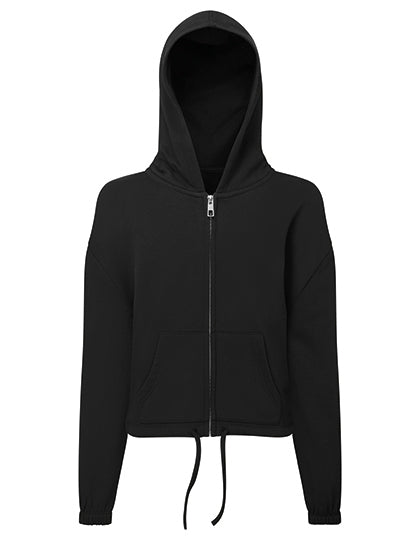 Kids Recycled Cropped Oversize Full-Zip Hoodie in Black, Größe 12/13