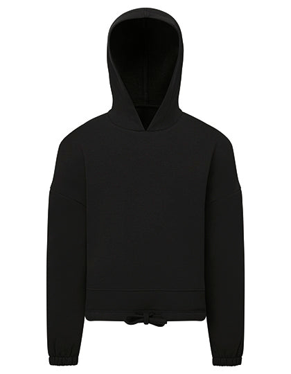 Kids Recycled Cropped Oversize Hoodie in Black, Größe 12/13